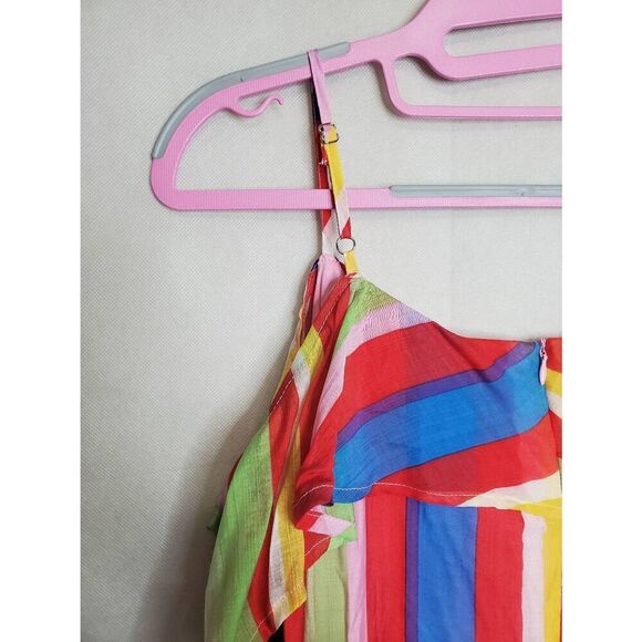 LuLus Multicolor Rainbow Striped Yacht Rock Off the Shoulder Wrap Midi Dress - Picture 10 of 10